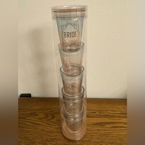 Bride and Bridesmaid Shot Glass Set of 5 NWT